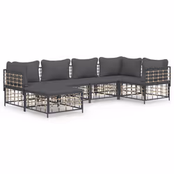 Set Divani da Giardino 6 pz con Cuscini Antracite in Polyrattancod mxl 76575 - Vista aggiuntiva 2