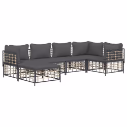 Set Divani da Giardino 6 pz con Cuscini Antracite in Polyrattancod mxl 76575 - Vista aggiuntiva 3
