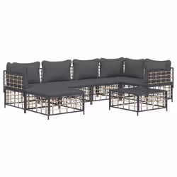 Set Divani da Giardino 7 pz con Cuscini Antracite in Polyrattancod mxl 76571 - Vista aggiuntiva 3