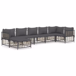 Set Divani da Giardino 7 pz con Cuscini Antracite in Polyrattancod mxl 124502 - Vista aggiuntiva 2