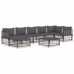 Set Divani da Giardino 8 pz con Cuscini Antracite in Polyrattancod mxl 124488 - Vista aggiuntiva 2
