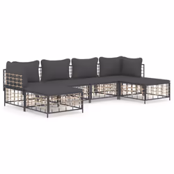 Set Divani da Giardino 6 pz con Cuscini Antracite in Polyrattancod mxl 101222 - Vista aggiuntiva 2