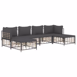 Set Divani da Giardino 6 pz con Cuscini Antracite in Polyrattancod mxl 101222 - Vista aggiuntiva 3