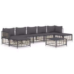 Set Divani da Giardino 8 pz con Cuscini Antracite in Polyrattancod mxl 101254 - Vista aggiuntiva 2