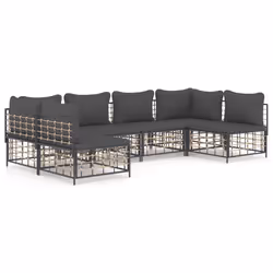 Set Divani da Giardino 6 pz con Cuscini Antracite in Polyrattancod mxl 100552 - Vista aggiuntiva 2
