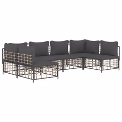 Set Divani da Giardino 6 pz con Cuscini Antracite in Polyrattancod mxl 100552 - Vista aggiuntiva 3