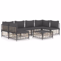 Set Divani da Giardino 7 pz con Cuscini Antracite in Polyrattancod mxl 124490 - Vista aggiuntiva 2