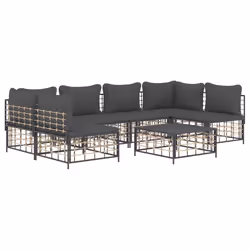 Set Divani da Giardino 7 pz con Cuscini Antracite in Polyrattancod mxl 124490 - Vista aggiuntiva 3