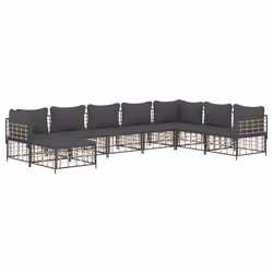 Set Divani da Giardino 8 pz con Cuscini Antracite in Polyrattancod mxl 100548 - Vista aggiuntiva 3