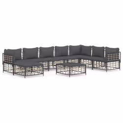 Set Divani da Giardino 9 pz con Cuscini Antracite in Polyrattancod mxl 100547 - Vista aggiuntiva 2