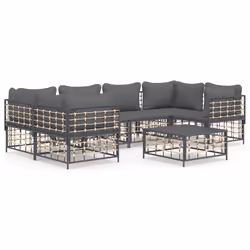 Set Divani da Giardino 7 pz con Cuscini Antracite in Polyrattancod mxl 76574 - Vista aggiuntiva 2