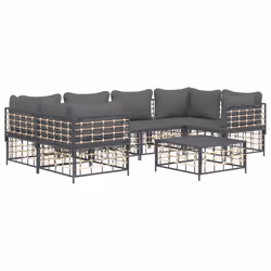 Set Divani da Giardino 7 pz con Cuscini Antracite in Polyrattancod mxl 76574 - Vista aggiuntiva 3