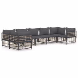 Set Divani da Giardino 7 pz con Cuscini Antracite in Polyrattancod mxl 100550 - Vista aggiuntiva 2