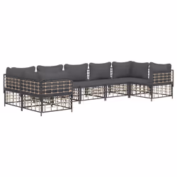 Set Divani da Giardino 7 pz con Cuscini Antracite in Polyrattancod mxl 100550 - Vista aggiuntiva 3