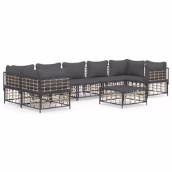 Set Divani da Giardino 8 pz con Cuscini Antracite in Polyrattancod mxl 100569 - Vista aggiuntiva 2