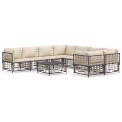 Set Divani da Giardino 9 pz con Cuscini Antracite in Polyrattancod mxl 124498 - Vista aggiuntiva 2