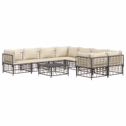 Set Divani da Giardino 9 pz con Cuscini Antracite in Polyrattancod mxl 124498 - Vista aggiuntiva 3
