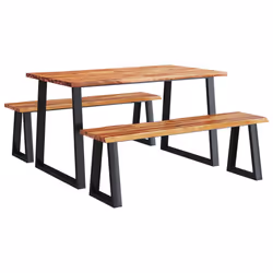 Set da Pranzo 3 pz con Bordi Vivi in Legno Massello di Acaciacod mxl 100401 - Vista aggiuntiva 2