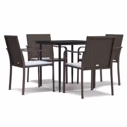 Set Pranzo da Giardino 5pz con Cuscini in Polyrattan e Acciaiocod mxl 101298 - Vista aggiuntiva 2