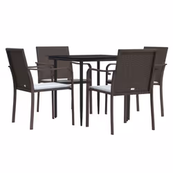 Set Pranzo da Giardino 5pz con Cuscini in Polyrattan e Acciaiocod mxl 101298 - Vista aggiuntiva 3
