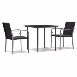 Set Pranzo da Giardino 3pz con Cuscini in Polyrattan e Acciaiocod mxl 76603 - Vista aggiuntiva 2