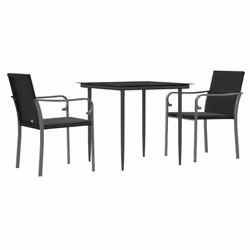 Set Pranzo da Giardino 3pz con Cuscini in Polyrattan e Acciaiocod mxl 76603 - Vista aggiuntiva 3