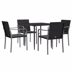 vidaXL Set Pranzo da Giardino 5pz con Cuscini in Polyrattan e Acciaio - Vista aggiuntiva 3