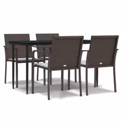 Set Pranzo da Giardino 5pz con Cuscini in Polyrattan e Acciaiocod mxl 124515 - Vista aggiuntiva 2
