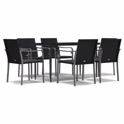 Set Pranzo da Giardino 7 pz con Cuscini in Polyrattan e Acciaiocod mxl 100567 - Vista aggiuntiva 2