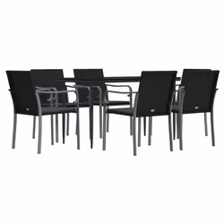 Set Pranzo da Giardino 7 pz con Cuscini in Polyrattan e Acciaiocod mxl 100567 - Vista aggiuntiva 3