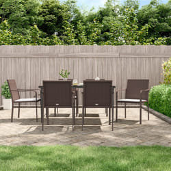 Set Pranzo da Giardino 7 pz con Cuscini in Polyrattan e Acciaiocod mxl 101235