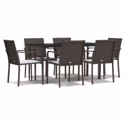 Set Pranzo da Giardino 7 pz con Cuscini in Polyrattan e Acciaiocod mxl 101235 - Vista aggiuntiva 2
