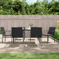 Set Pranzo da Giardino 7 pz con Cuscini in Polyrattan e Acciaiocod mxl 124522
