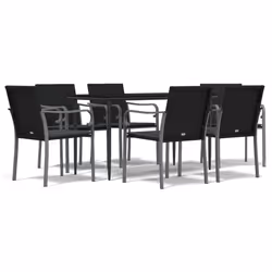 Set Pranzo da Giardino 7 pz con Cuscini in Polyrattan e Acciaiocod mxl 124522 - Vista aggiuntiva 2