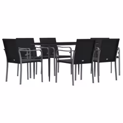 Set Pranzo da Giardino 7 pz con Cuscini in Polyrattan e Acciaiocod mxl 124522 - Vista aggiuntiva 3