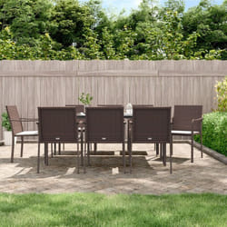 Set Pranzo da Giardino 9 pz con Cuscini in Polyrattan e Acciaio Vidaxl