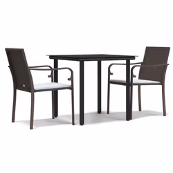 Set Pranzo da Giardino 3pz con Cuscini in Polyrattan e Acciaiocod mxl 76599 - Vista aggiuntiva 2
