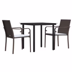 Set Pranzo da Giardino 3pz con Cuscini in Polyrattan e Acciaiocod mxl 76599 - Vista aggiuntiva 3