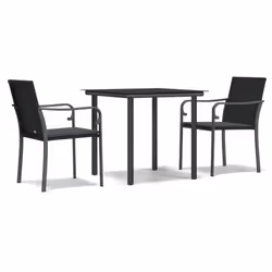 Set Pranzo da Giardino 3pz con Cuscini in Polyrattan e Acciaiocod mxl 124529 - Vista aggiuntiva 2