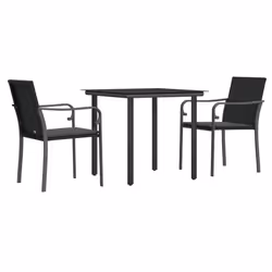 Set Pranzo da Giardino 3pz con Cuscini in Polyrattan e Acciaiocod mxl 124529 - Vista aggiuntiva 3