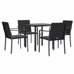 vidaXL Set Pranzo da Giardino 5pz con Cuscini in Polyrattan e Acciaio - Vista aggiuntiva 3