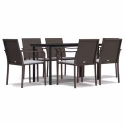 Set Pranzo da Giardino 7 pz con Cuscini in Polyrattan e Acciaiocod mxl 76610 - Vista aggiuntiva 2