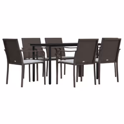 Set Pranzo da Giardino 7 pz con Cuscini in Polyrattan e Acciaiocod mxl 76610 - Vista aggiuntiva 3