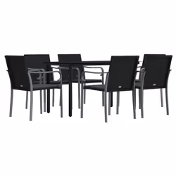 Set Pranzo da Giardino 7 pz con Cuscini in Polyrattan e Acciaiocod mxl 124521 - Vista aggiuntiva 3