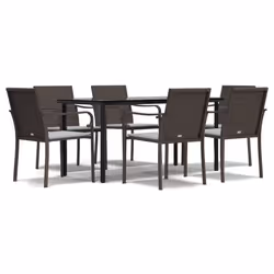 Set Pranzo da Giardino 7 pz con Cuscini in Polyrattan e Acciaiocod mxl 124540 - Vista aggiuntiva 2