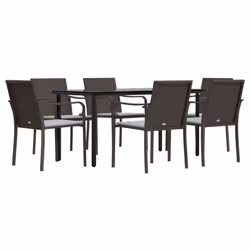 Set Pranzo da Giardino 7 pz con Cuscini in Polyrattan e Acciaiocod mxl 124540 - Vista aggiuntiva 3