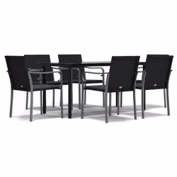 Set Pranzo da Giardino 7 pz con Cuscini in Polyrattan e Acciaiocod mxl 76615 - Vista aggiuntiva 2