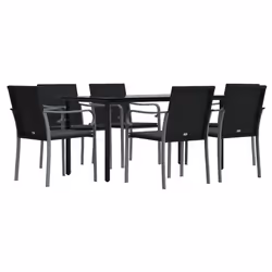Set Pranzo da Giardino 7 pz con Cuscini in Polyrattan e Acciaiocod mxl 76615 - Vista aggiuntiva 3