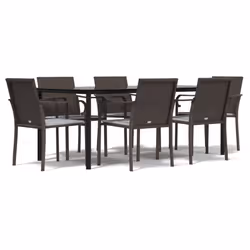 Set Pranzo da Giardino 7 pz con Cuscini in Polyrattan e Acciaiocod mxl 100579 - Vista aggiuntiva 2