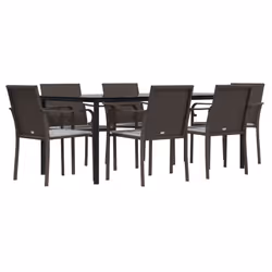 Set Pranzo da Giardino 7 pz con Cuscini in Polyrattan e Acciaiocod mxl 100579 - Vista aggiuntiva 3